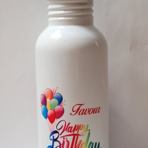 600ml Stainless Steel Water Bottle, White, Straw Top