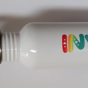 600ml Stainless Steel Water Bottle, White, Straw Top