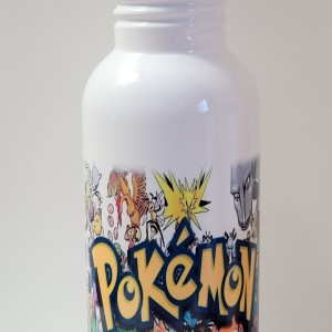 600ml Stainless Steel Water Bottle, White, Straw Top