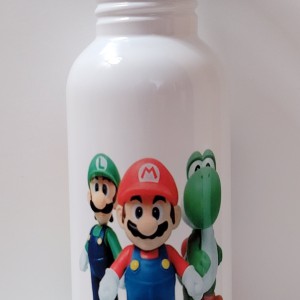 600ml Stainless Steel Water Bottle, White, Straw Top