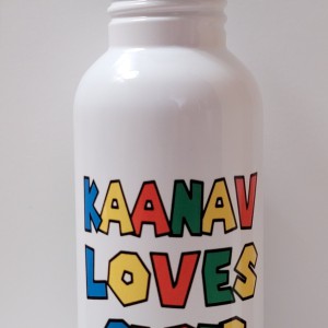 600ml Stainless Steel Water Bottle, White, Straw Top