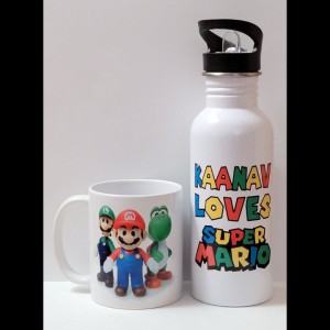 600ml Stainless Steel Water Bottle, White, Straw Top