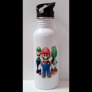 600ml Stainless Steel Water Bottle, White, Straw Top