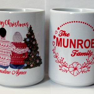 Happy Christmas mug family mug with Christmas tree