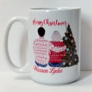 Happy Christmas mug family mug with Christmas tree