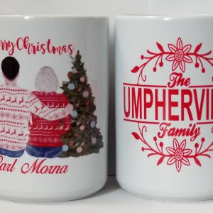 Happy Christmas mug family mug with Christmas tree