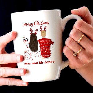 Happy Christmas mug family mug with Christmas tree