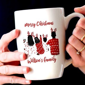 Happy Christmas mug family mug with Christmas tree