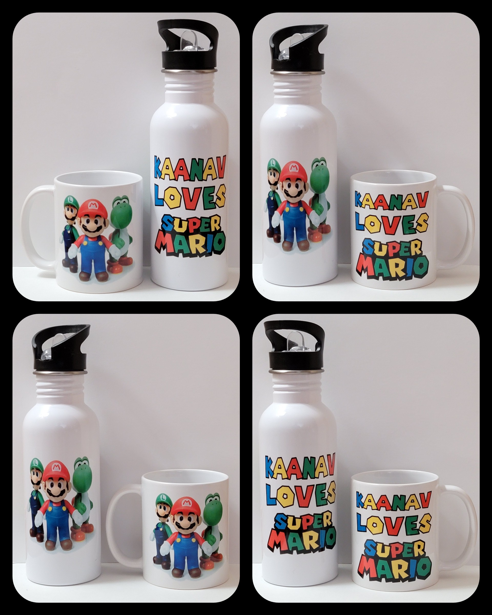 600ml Stainless Steel Water Bottle, White, Straw Top