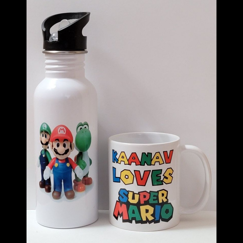 600ml Stainless Steel Water Bottle, White, Straw Top