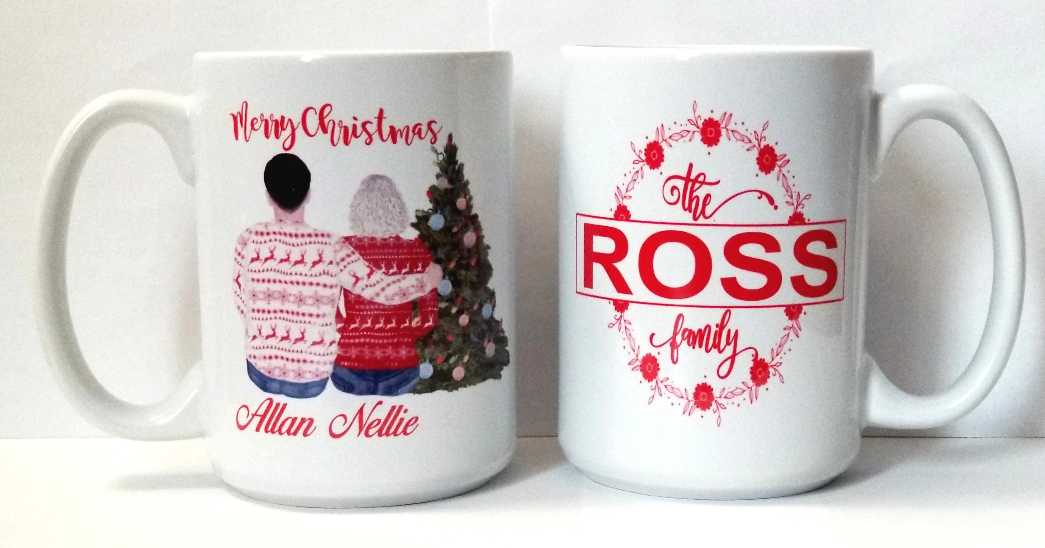 Happy Christmas mug family mug with Christmas tree