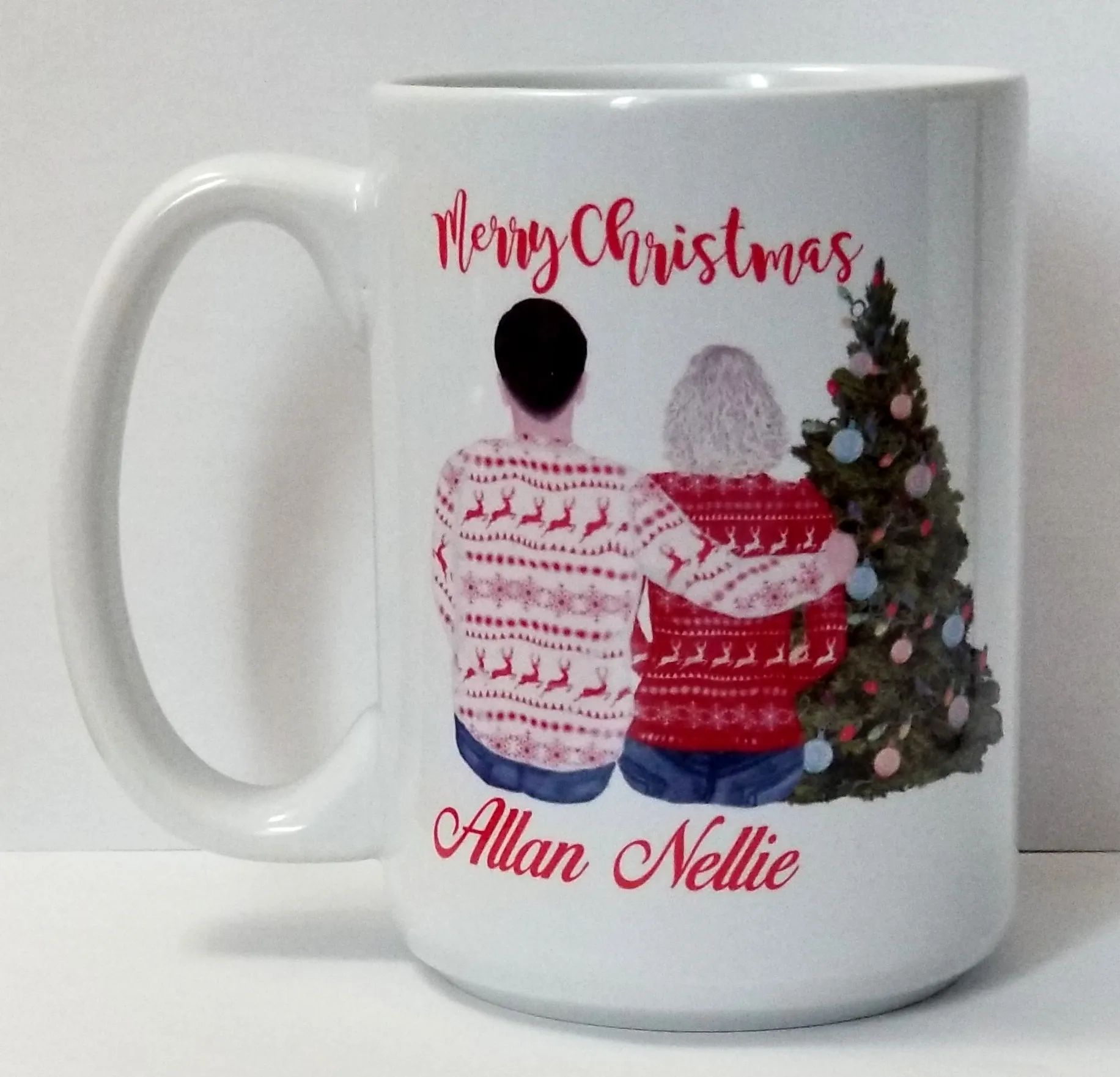 Happy Christmas mug family mug with Christmas tree