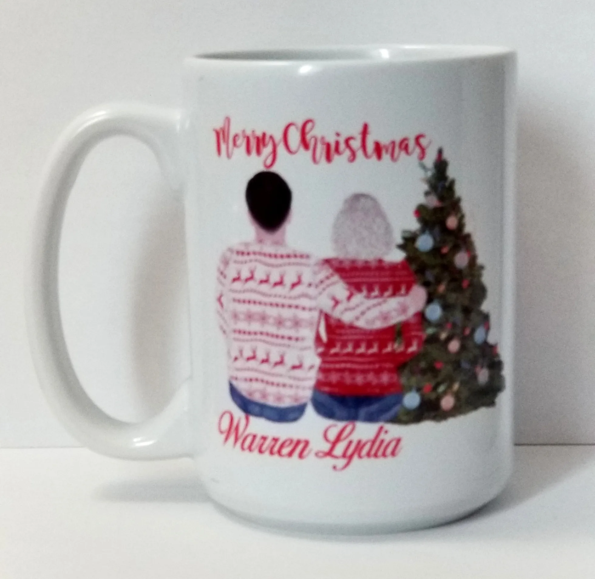 Happy Christmas mug family mug with Christmas tree